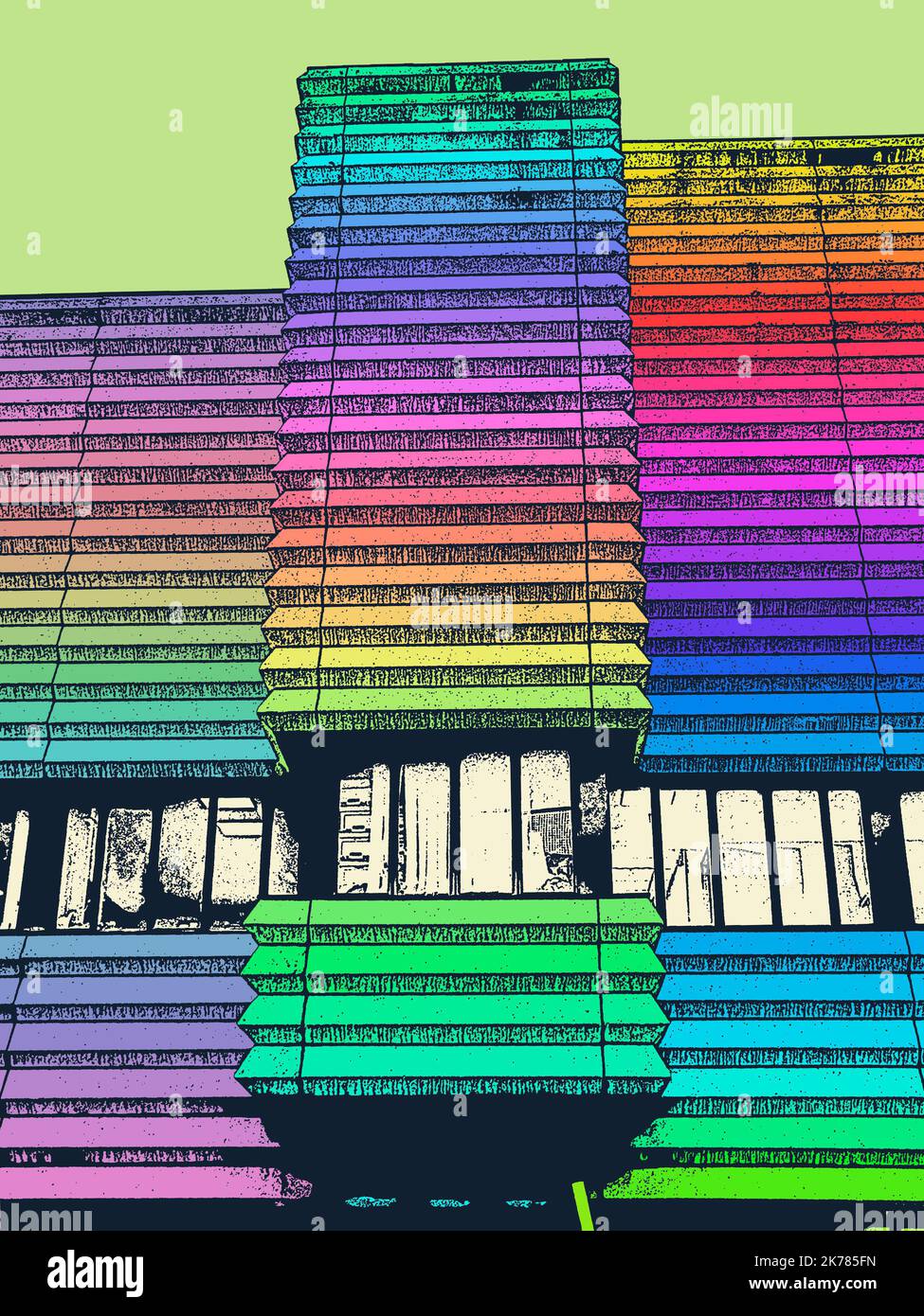 Il centro di Birmingham, dai colori vivaci e vivaci, è una serie di opere d'arte digitali ispirate alla variegata comunità di Birmingham Foto Stock