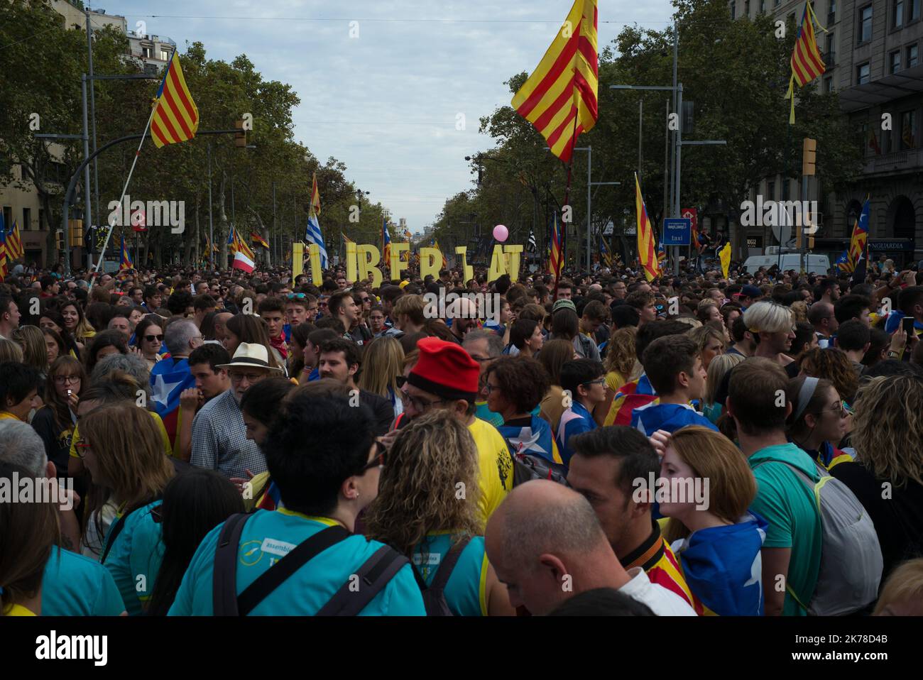 5th giorno di proteste contro le pene detentive richieste ai leader indipendenti catalani Foto Stock