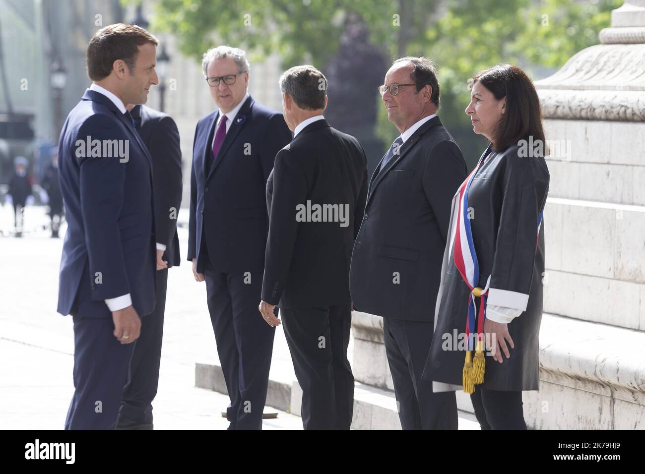 Francia, 8th 2020 maggio - cerimonia di commemorazione dell'armistizio del 8 maggio 1945 durante il confinamento in Francia legato al covid19. Parigi Foto Stock
