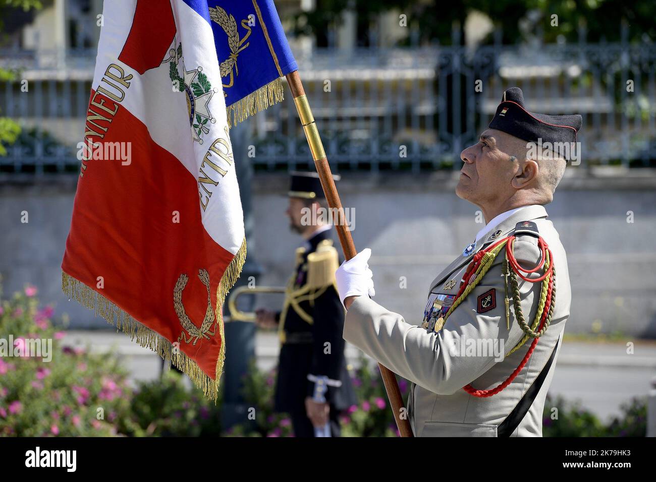 Francia, 8th 2020 maggio - cerimonia di commemorazione dell'armistizio del 8 maggio 1945 durante il confinamento in Francia legato al covid19. Parigi Foto Stock