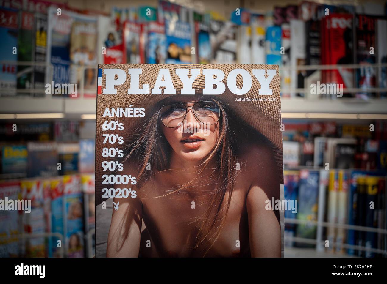 ©PHOTOPQR/LE PARISIEN/Raphaël Pueyo ; Paris ; 24/07/2020 ; le retour du magazine Playboy en kiosque, cet été. - Il ritorno della rivista Playboy in edicola quest'estate 24 2020 luglio Foto Stock