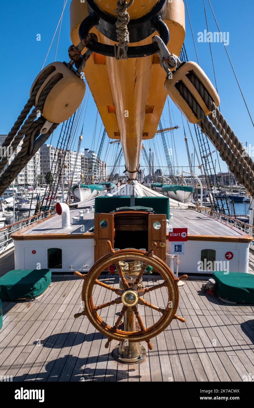 ©Arnaud BEINAT/Maxppp. 2020/07/31. Ostende, Belgio. Le voilier trois mât Mercator trasformé en musée dans le port d'Ostende. Foto Stock