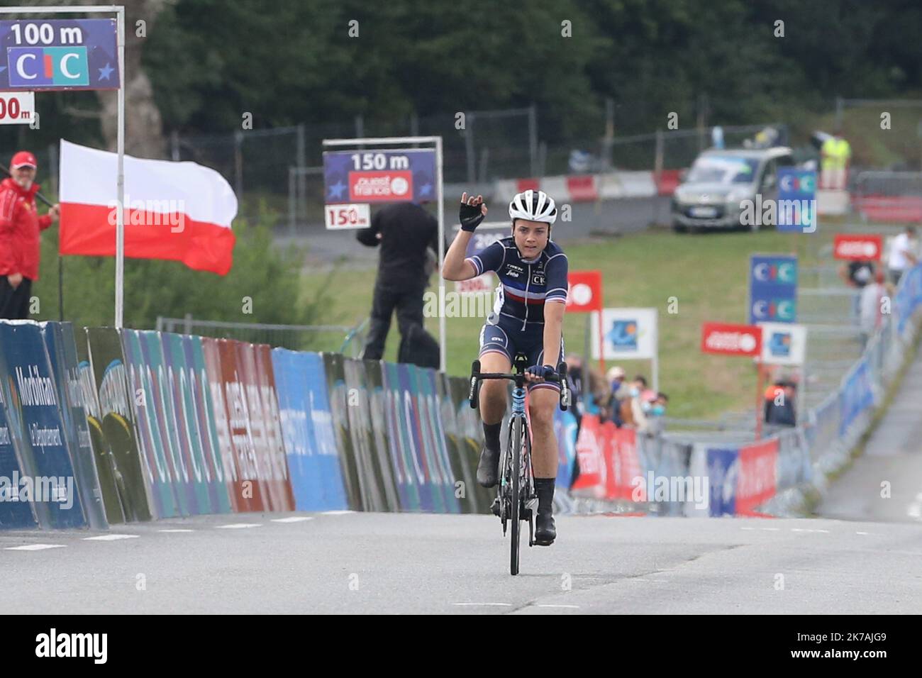 ©PHOTOPQR/OUEST FRANCE/QUEMENER YVES-MARIE ; Plouay ; 27/08/2020 ; Championnat d'Europe à Plouay. Annemie VAN VLEUTEN (NED), campione d'europa, elisa LONGO BORGHINI (ITA). Audrey CORDON RAGOT termine à la cinquième posto. Foto Yves-marie Quemener / Ouest-France Campionati europei in bicicletta a Plouay, Francia, 27 agosto 2020. Foto Stock