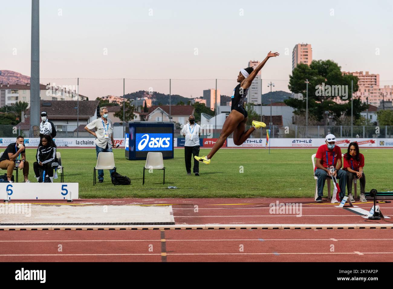 ©Yannick neve / le Pictorium/MAXPPP - Yannick neve / le Pictorium - 03/09/2020 - Francia / Bouches-du-Rhone / Marsiglia - la competition internationale d'athletisme Athle Pro Tour au stade Delort a Marsiglia. / 03/09/2020 - Francia / Bouches-du-Rhone / Marsiglia - il concorso internazionale di atletica Athle Pro Tour allo stadio di Delort a Marsiglia. Foto Stock