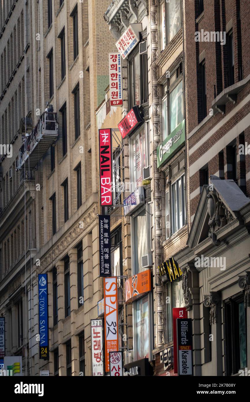 Korea Way è un quartiere etnico sulla West 32nd Street, NYC, USA 2019 Foto Stock