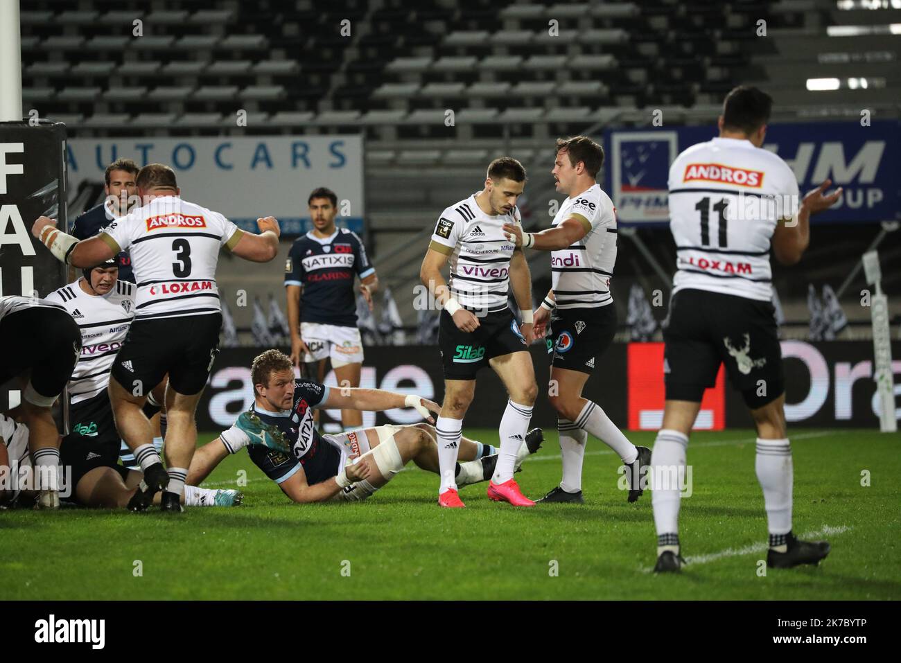 Thierry LARRET/Maxppp. Rugby TOP 14 : CA Brive Correze Limousin vs Racing 92, Stade Amedee-Domenech, Brive la Gaillarde, (23) le 14 novembre 2020. Foto Stock