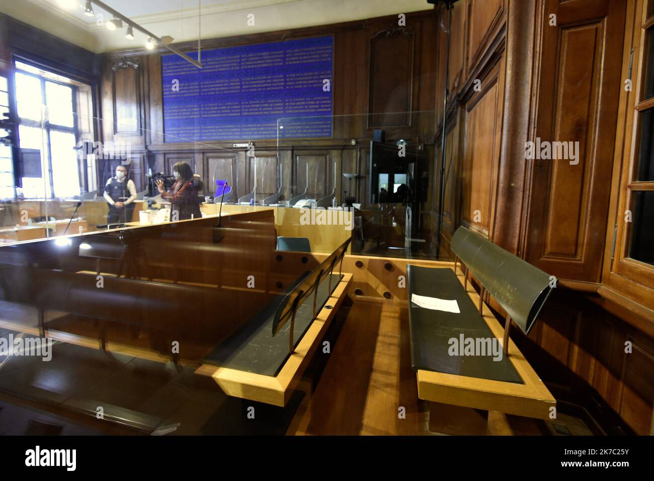 ©PHOTOPQR/l'EST REPUBLICAIN/Franck LALLEMAND ; Vesoul ; 20/11/2020 ; Vesoul (70) Procès DAVAL 5 éme journée du procès. La salle d'audience Photo ER/Franck Lallemand Vesoul Courthouse il quinto giorno del processo di Jonathann Daval a Vesoul, nella Francia orientale, il 20 novembre 2020 Foto Stock