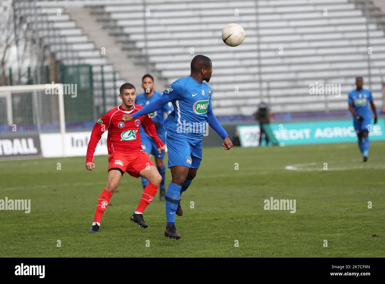 Thierry LARRET / MAXPPP. Football 8eme tour de la Coupe de France. Clermont piede 63 vs Grenoble piede 38. Stade Gabriel Montpied, Clermont-Ferrand (63) le 20 Janvier 2021. Foto Stock