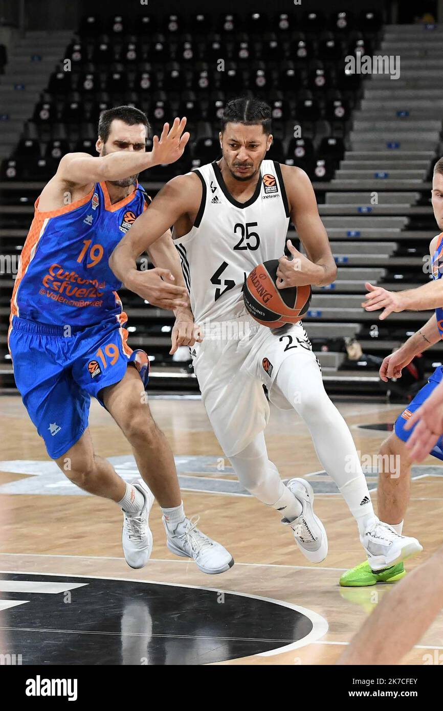 ©PHOTOPQR/LE PROGRES/Joël PHILIPPON - Villeurbanne 21/01/2021 - Asvel-Valence. Euroligue. Villeurbanne 21 janvier 2021 -William Howard meilleur marqueur du match avec 17 punti et 23 d'évaluation. Avec un 9/9 franchi aux-lancers. Jan 21sr 2021 Eurolega del basket : Asvel vs Valence Foto Stock