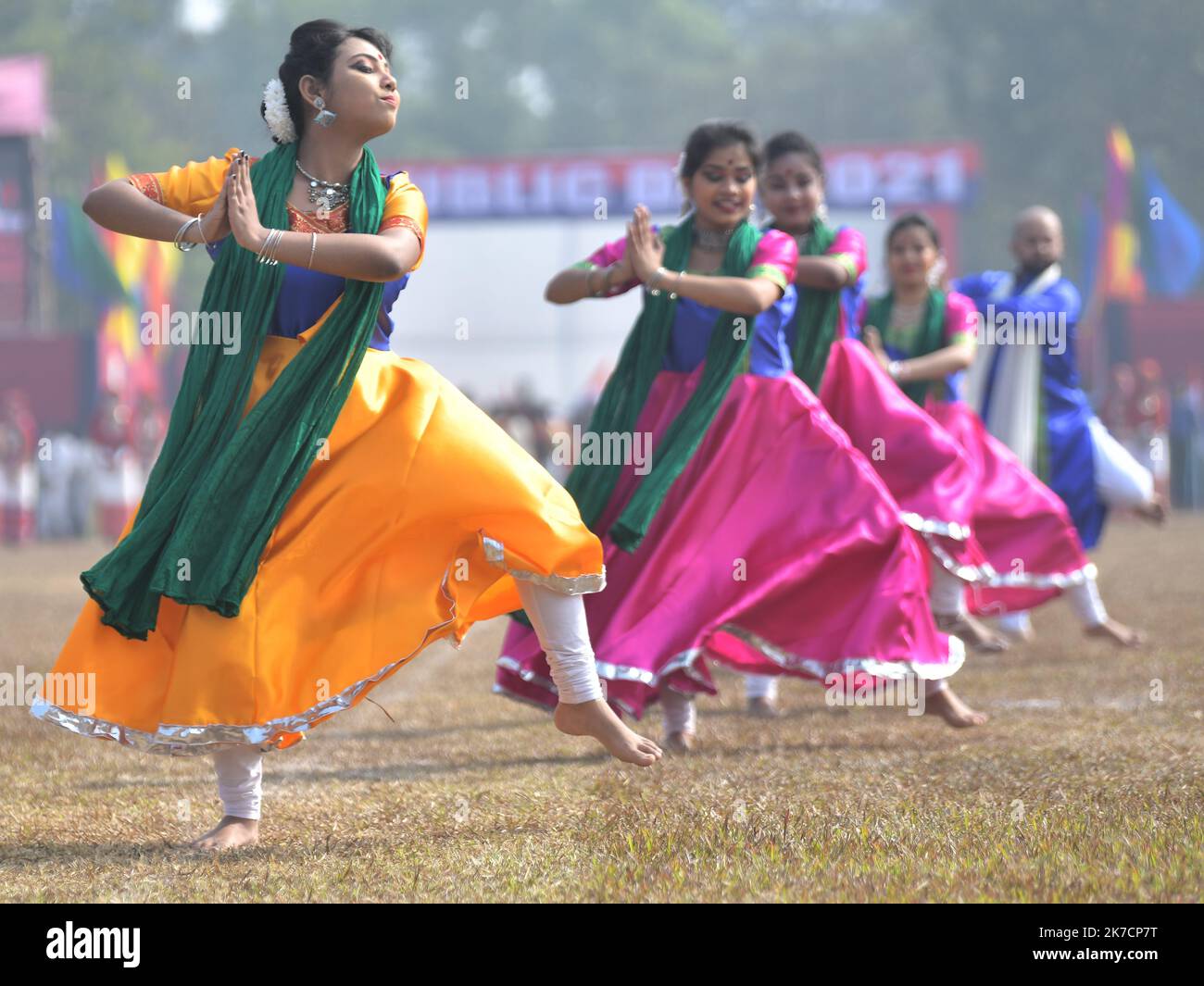 ©Abhisek Saha / le Pictorium/MAXPPP - Abhisek Saha / le Pictorium - 26/01/2021 - Inde / Tripura / Agartala - Les artistes participent aux evenements organizza pour marquer la Journee de la Republique a Agartala. / 26/01/2021 - India / Tripura / Agartala - gli artisti partecipano agli eventi per celebrare la Giornata della Repubblica ad Agartala. Foto Stock