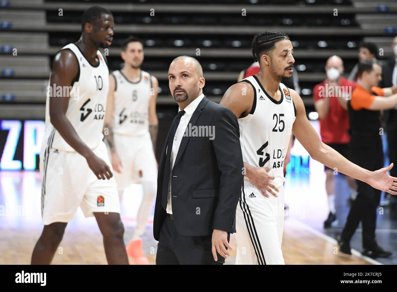 ©PHOTOPQR/LE PROGRES/Joël PHILIPPON - Villeurbanne 19/02/2021 - Asvel-Bayern Monaco di Baviera. Euroligue. 19 février 2021 -TJ Parker. Partita di basket Eurolega tra LDLC ASVEL Villeurbanne e il Bayern Monaco presso l'Astroballe Arena di Villeurbanne, nella Francia centro-orientale, il 19 febbraio 2021. Foto Stock