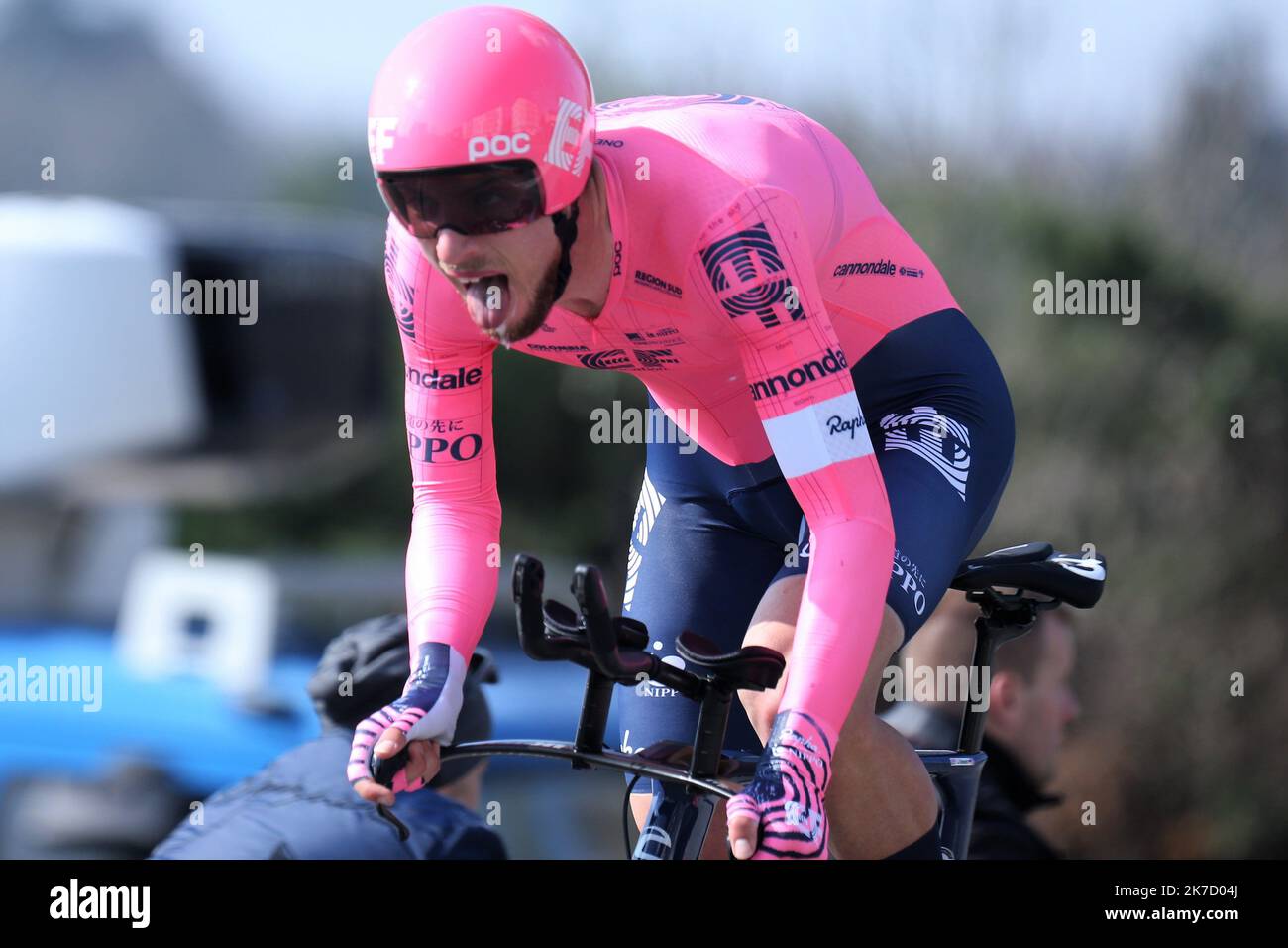 ©Laurent Lairys/MAXPPP - RUTSCH Jonas di EF Educazione - Nippo durante la Parigi-Nizza 2021, gara ciclistica fase 3, cronometro, Gien - Gien (14,4 km) a Gien, Francia - Foto Laurent Lairys / MAXPPP Foto Stock