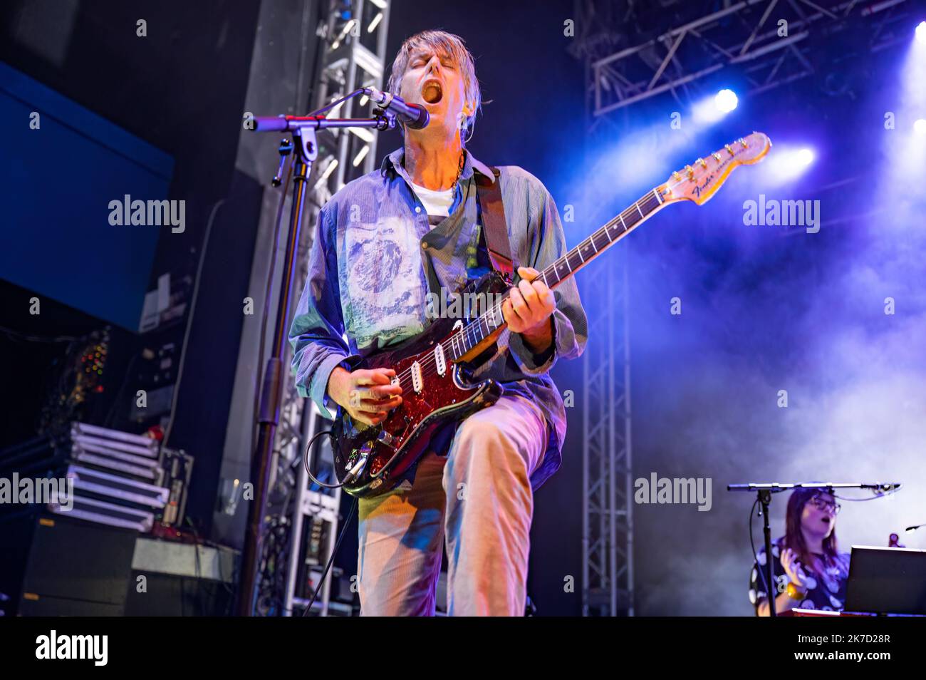 Leeds, Regno Unito. 17th ottobre 2022. Stephen Malkmus , Bob Nastanovich , Scott Kannbers , Steve West e Mark Ibold di low-fi alt Rockers Pavement suonano alla Leeds Academy. 2022-10-17. Credit: Gary Mather/Alamy Live News Foto Stock