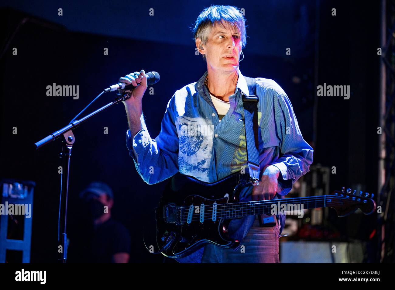 Leeds, Regno Unito. 17th ottobre 2022. Stephen Malkmus , Bob Nastanovich , Scott Kannbers , Steve West e Mark Ibold di low-fi alt Rockers Pavement suonano alla Leeds Academy. 2022-10-17. Credit: Gary Mather/Alamy Live News Foto Stock