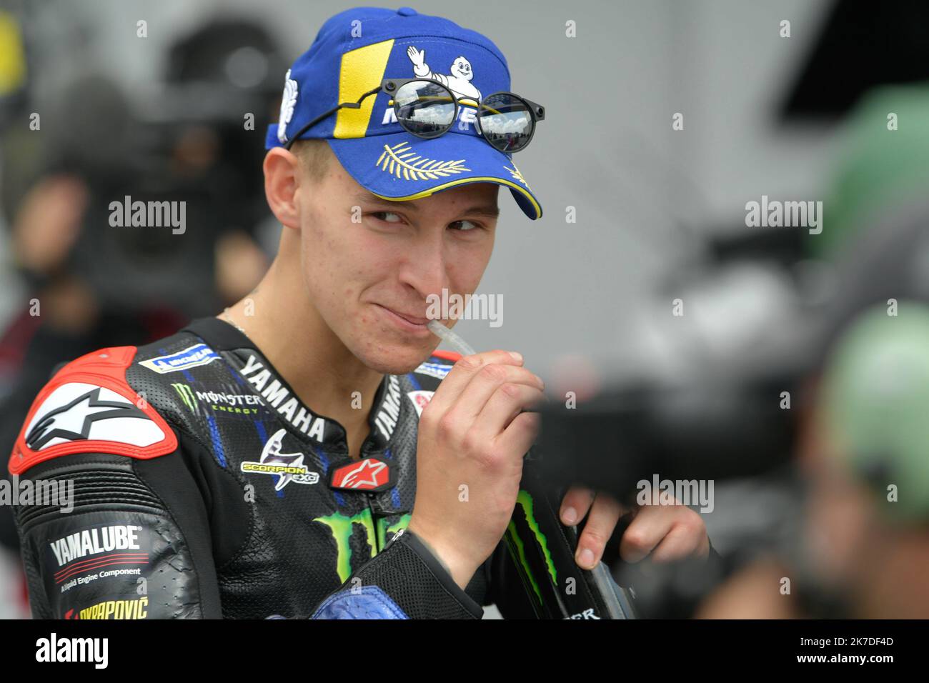 ©PHOTOPQR/OUEST FRANCE/Daniel FOURAY ; le Mans ; 15/05/2021 ; Sport . Motociclismo . Vitesse . Championnat du monde . Gran premio di Francia moto . Le Mans . Catégorie MotoGP . Fabio Quartararo meilleur temps des essais partira en pole position en première ligne du Grand prix . 20 . Fabio Quartararo . Yamaha . Monster Energy Yamaha MotoGP . Francia . Foto Daniel Fouray . - Moto francese Gran Premio di le Mans 15 2021 maggio Foto Stock