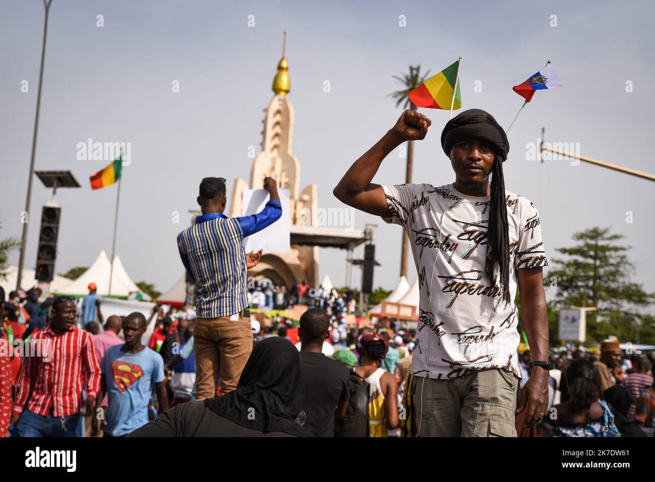 ©Nicolas Remene / le Pictorium/MAXPPP - Nicolas Remene / le Pictorium - 04/06/2021 - Mali / District de Bamako / Bamako - Grand rassemblement cet apres midi sur le boulevard de l'Independance a Bamako du Mouvement du 5 juin-Rassemblement des Forces patriotiques (M5-RFP), preside del Dr. Choguel, Kokalla Maiga, Kokalla Maiga Afin de celebrer le Premier anniversaire de la creation du Mouvement, mais aussi d'inviter les autorites de la Transition a travailler pour la bonne marche du Pays. A ce jour, le decert de nomination du Premier ministre qui devrait etre le president du M5-RFP Dr. Choguel Kokala Maiga n'es Foto Stock