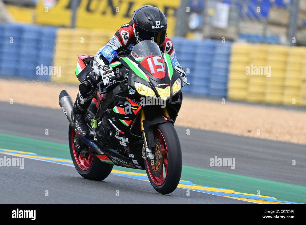 ©PHOTOPQR/OUEST FRANCE/Daniel FOURAY ; ; 10/06/2021 ; 24 heures du Mans Moto . Sport . Motociclismo . Resistenza . Championnat du monde . N. 15 . Le Mans 2 Roues . Francia . Aprilia - RSV4 . Superstock . Boué Marco . Francia . Foto Daniel Fouray . - Mans, Francia, giugno 10th 2021. Campionato del mondo endurance - 24 Heures Motos a le Mans Foto Stock
