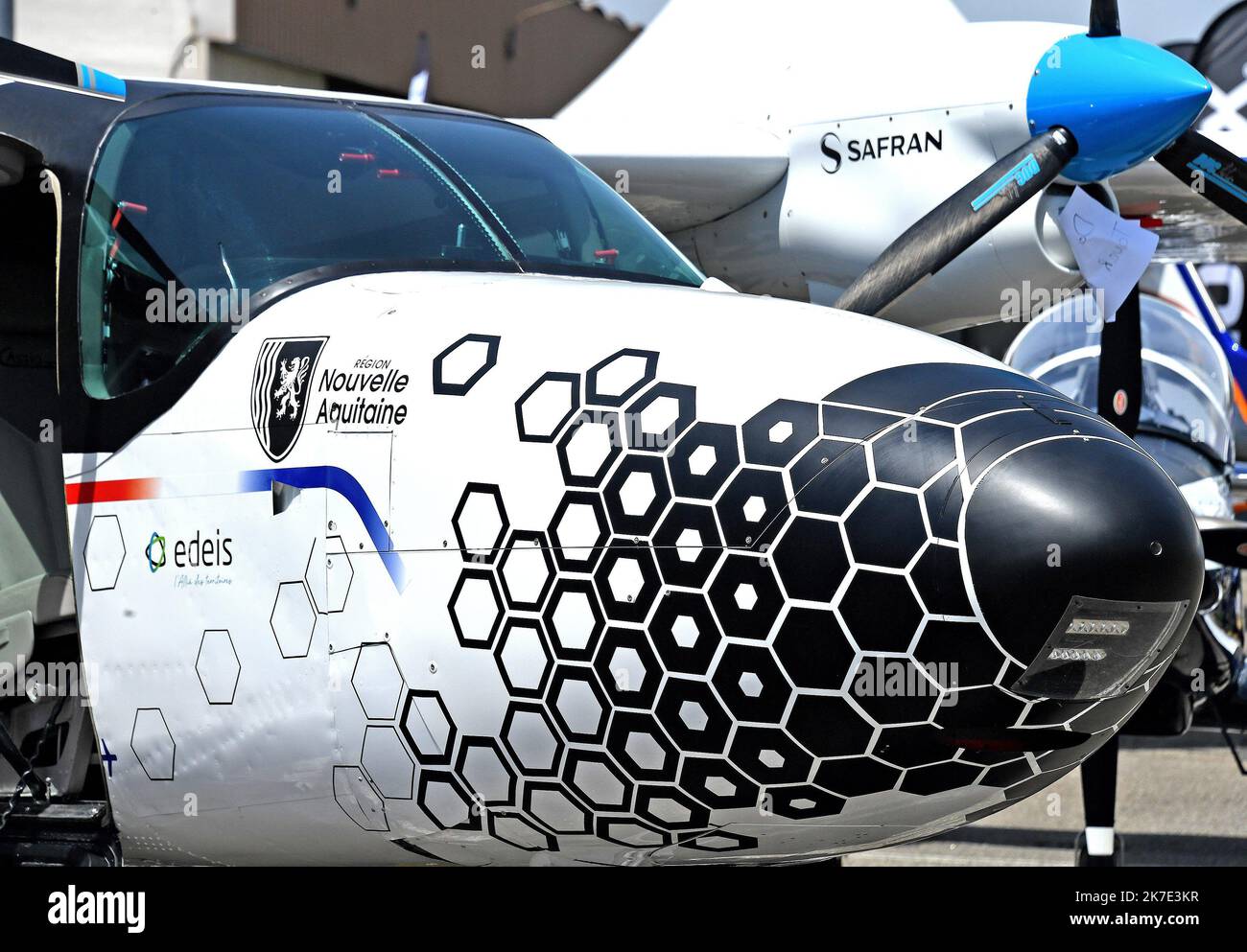 ©PHOTOPQR/LE PROGRES/Richard MOUILLAUD - Bron 18/06/2021 - le 18/06/2021 Salon de l'Aviation - Salon de l'Aviation hybrid electrique de la société francese Voltaero Foto Stock