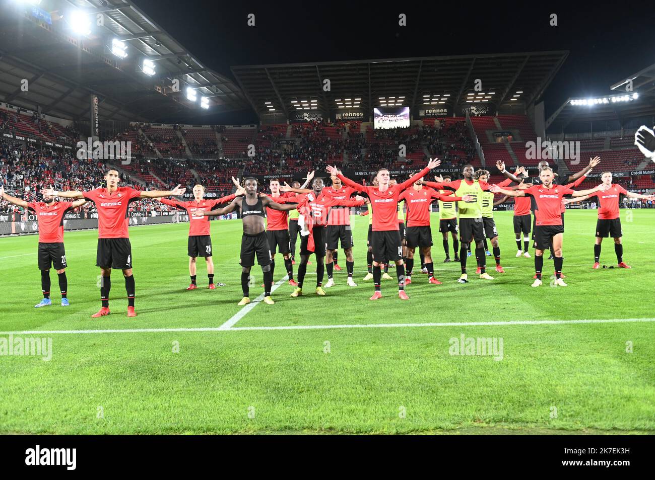 ©PHOTOPQR/LE TELEGRAMMA/Nicolas Creach ; ; 19/08/2021 ; FOTO Nicolas Creach/LE TELEGRAMMA. CALCIO (35) Parco Roazhon ( Rennes ) LE 19082021 Barrage de l’Europa Conference League Stade Rennais / ROSENBORG BK Conference Europa League partita di calcio tra Rennes e Rosenborg al Roncho Park Stadium di Rennes, Francia occidentale, il 19 agosto 2021. Foto Stock