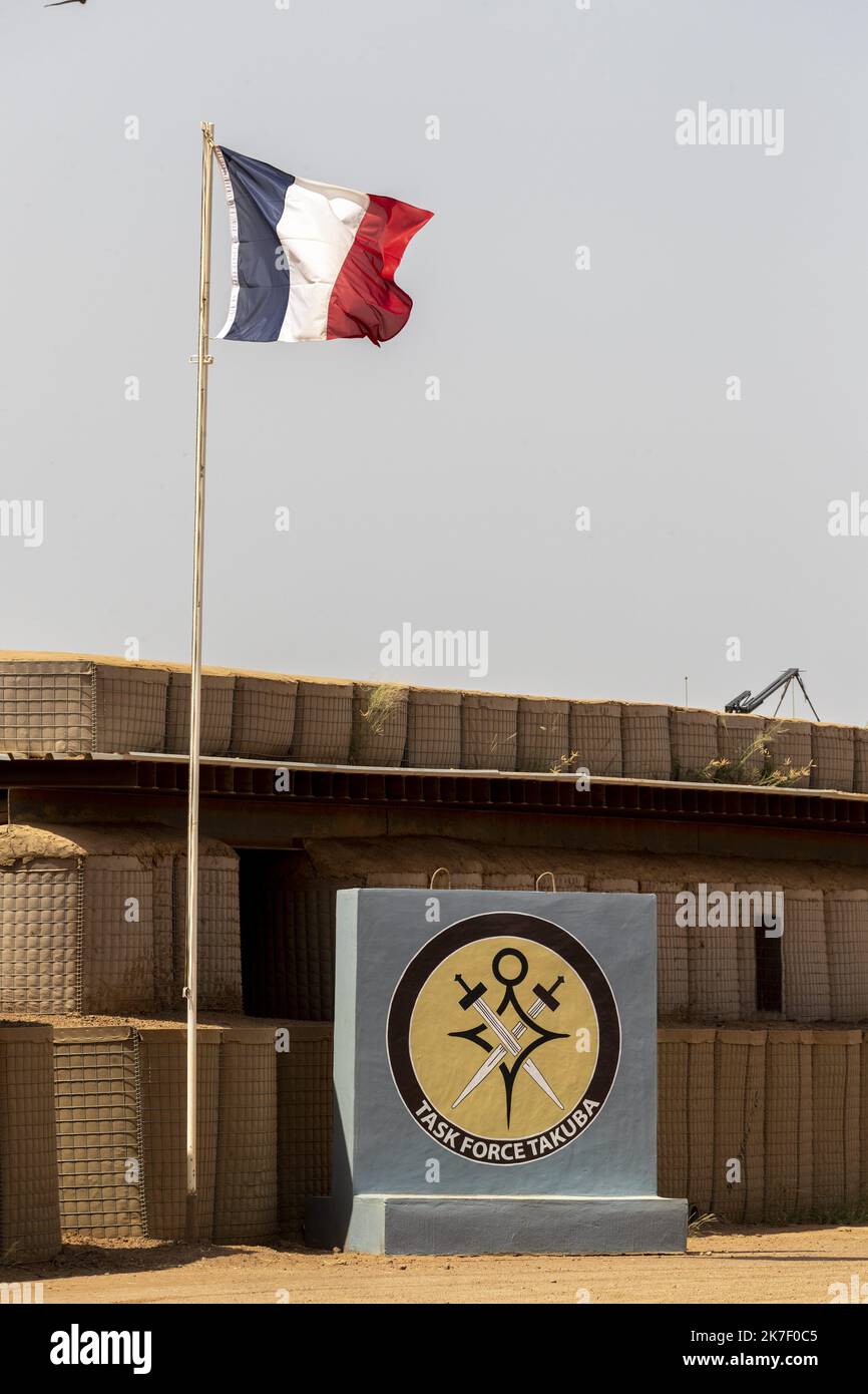 ©PHOTOPQR/LA PROVENCE/SPEICH Frédéric ; Menaka ; 15/09/2021 ; Reportage sur l'opération militaire Barkhane et l'opération Takuba (Task Force internationale) Lutte contre les Groupes Armes Terroristes (GAT) Dihavidistes dans la BSS (Bande Sahariuba) Basato sulla base operativa avanzata (BAO) di Ménaka per addestrare i soldati delle forze armate del Malian e combattere contro i gruppi terroristici armati jihadisti (GAT) nel BSS (banda Sahelo) Sahariana) nel Mali nord-orientale vicino al Th Foto Stock
