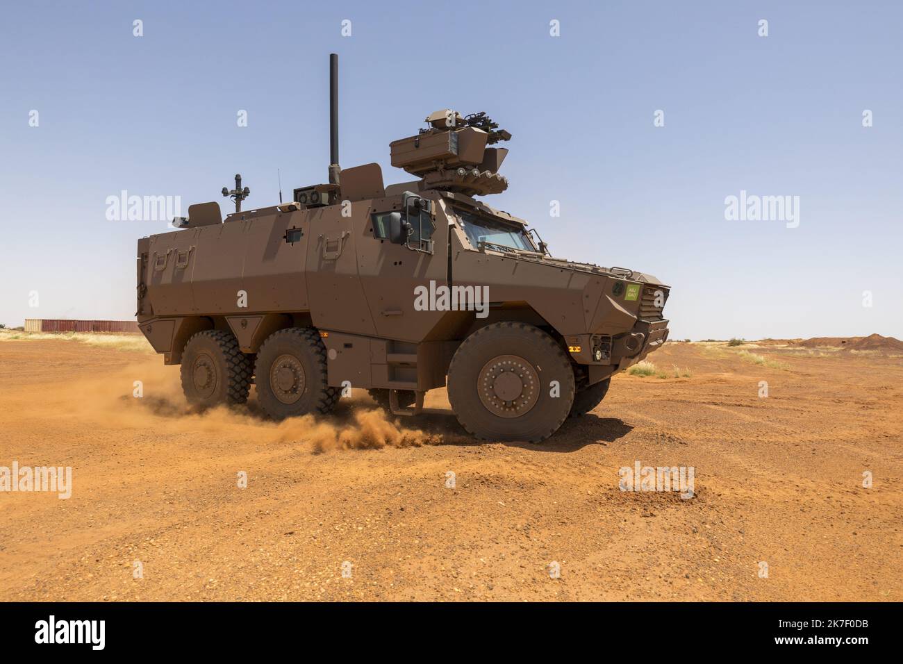 Â FrÃ dÃ DÃ ; Gao ; 19/09/2021 ; Reportage sur l'OpÃ militaire Barkhane Lutte contre les Groupes ArmÃ Terroristes (GAT) djihadistes dans la BSS (Bande Sahelo Saharienne) OpÃ PrÃ VÃ BlindÃ RÃ de GréfOde Plateforme du Grézon (MR (Integrato nell'operazione Barkhane) basato sulla base operativa avanzata (BAO) di MÃ naka per addestrare i soldati delle forze Armate Maliane e combattere contro i gruppi terroristici armati jihadisti (GAT) nel BSS (banda Sahelo) Sahariana) nel nord-est Foto Stock