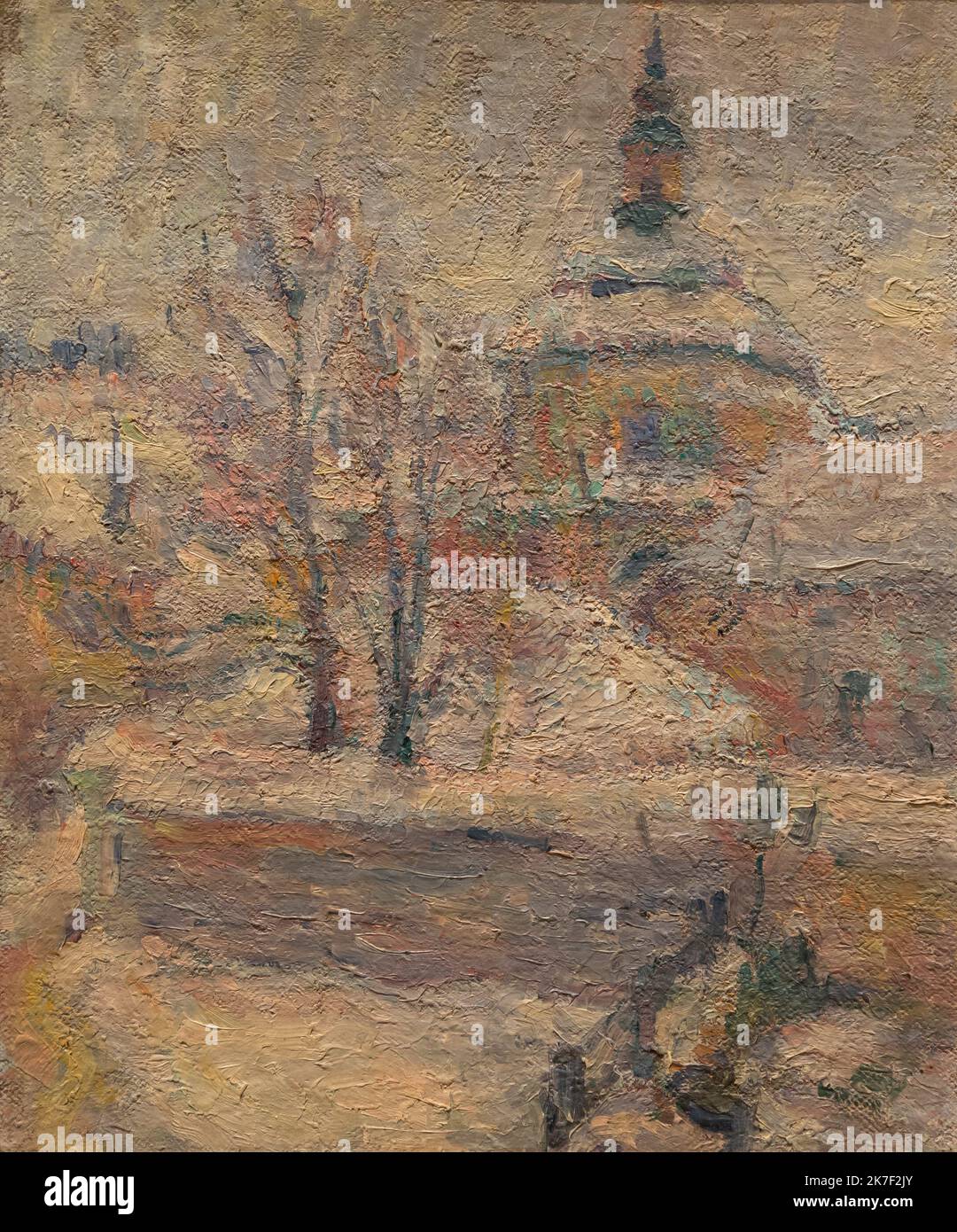 ©Active Museu/MAXPPP - ActiveMuseum 0000100.jpg / Eglise de Krizanke a Ljubljana - Rihard Jakopic (1908) - 1908 - / Rihard Jakopic / Peinture Active Museum / Chiesa di le Pictorium ,strada ,Impressionismo sloveno ,impressionisti sloveni ,neve ,albero ,verticale ,Inverno ,Europa centrale ,Europa ,Lubiana ,Slovenia ,Krizanke ,20th ,Jakopic ,Krijana ,Kriting ,Krijana ,Krijana ,Krijana , Foto Stock