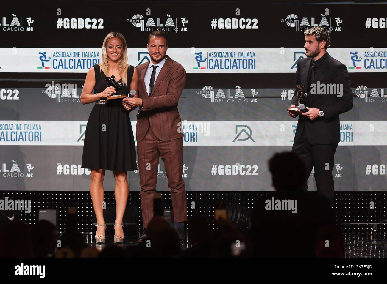 Martina Rosqui riceve il premio per il miglior goal della Serie A femminile 2021/2022 durante il Gran Gala del Calcio AIC 2022 a Rho Fie Foto Stock