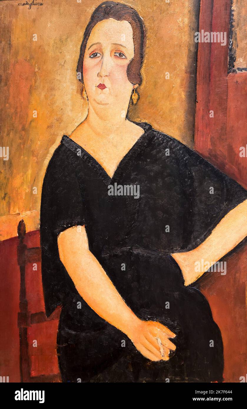 ©Active Museu/MAXPPP - ActiveMuseum 0001175.jpg / Madame Amedee (femme a la cigarette) - Amedeo Modigliani (1918) 1918 - / Amedeo Modigliani / Peinture Active Museum / le Pictorium Chair , sigaretta , orecchino , occhi , arte moderna , Ritratto , Signora . Amedee, 20th ° secolo, Amedeo Modigliani, Pittura , Foto Stock