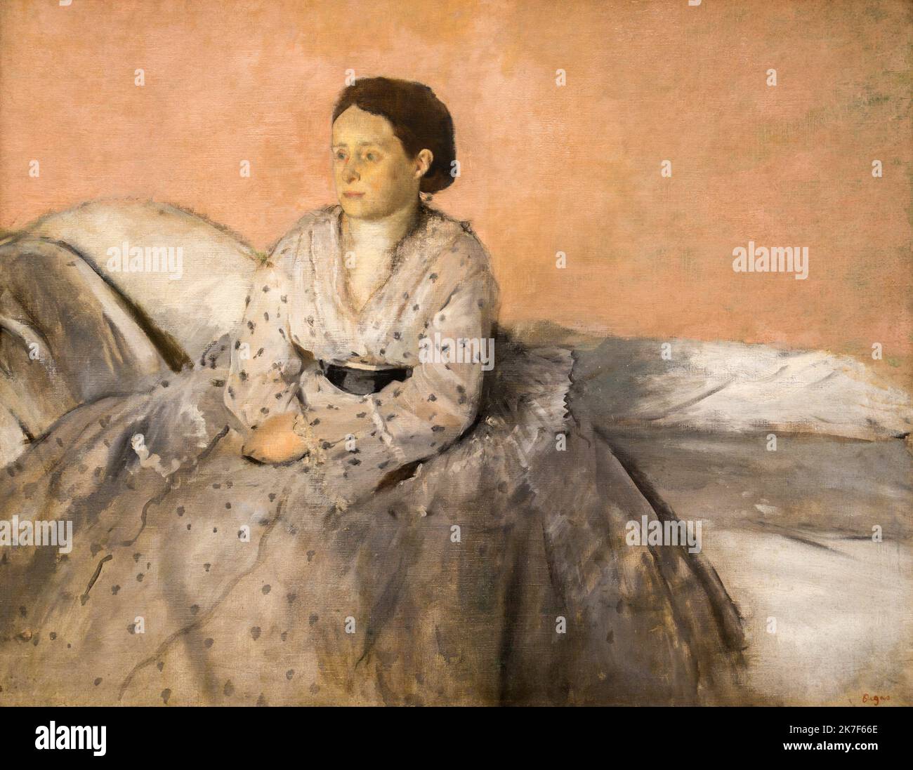 ©Active Museu/MAXPPP - ActiveMuseum 0001194.jpg / Madame Rene de gas - Edgar Degas (1872) 1872 - / Edgar Degas / Peinture Active Museum / le Pictorium Letto, cintura, vestito, mano placcato, Impressionismo, Ritratto, seduta (da), Donna, Sig.ra. Rene de gas, 19th ° secolo, Edgar Degas, Pittura , Foto Stock