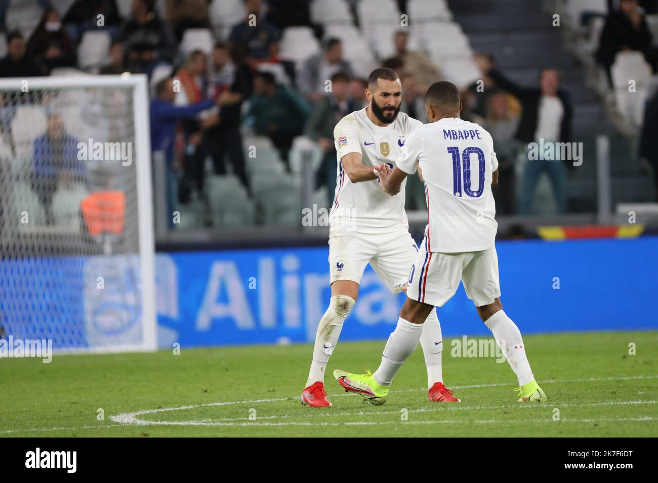 ©PHOTOPQR/LE PARISIEN/LP / Arnaud Journois ; TORINO ; 07/10/2021 ; CALCIO , finale UEFA NATIONS LEAGUE , 07/10/2021 , STADIO JUVENTUS , TORINO ( ITALIE ) , FINALI DEMI / FRANCIA - BELGIQUE / partita di calcio tra la nazionale belga Red Devils e la Francia, le semifinali della Lega delle Nazioni, a Torino, Italia, giovedì 07 ottobre 2021. Foto Stock