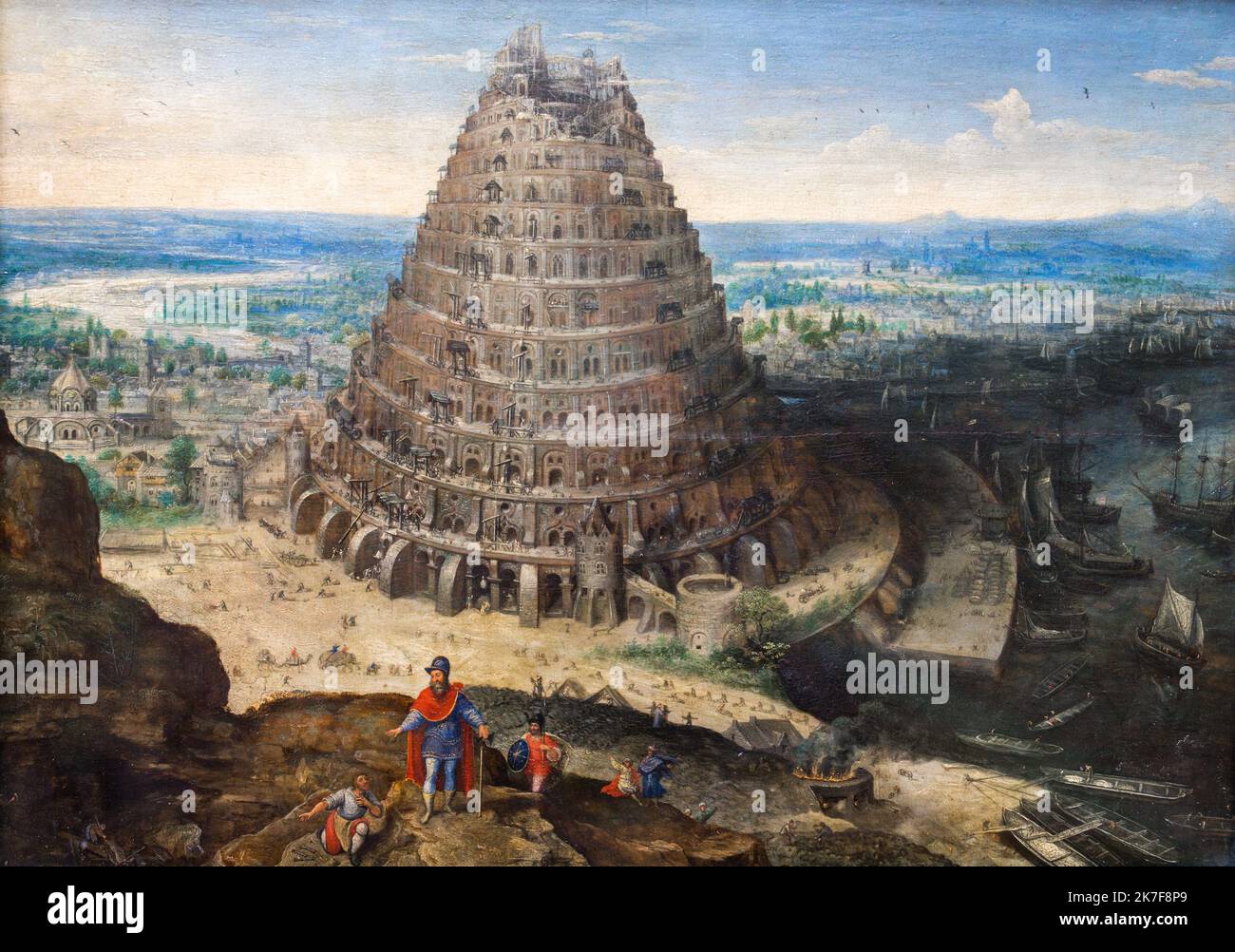 ©Active Museu/MAXPPP - ActiveMuseum 0001984.jpg / la Tour de babel, 1594 - Lucas van Valckenborch Huile sur bois 1594 - / Lucas van Valckenborch / Peinture Active Museum / le Pictorium architettura , Barca , lavori di costruzione , Cattolico (adj e sostantivo) ,Cristianesimo (religione) ,Dio ,Gruppo ,Porto ,orizzontale ,Re ,uomo ,orgoglio () ,rifiuto ,religione ,architettura religiosa ,credenza religiosa ,Barca a vela ,Soldato ,inginocchiarsi ,Torre ,Rinascimento () ,Lucas van Valckenborch ,Pittura , Foto Stock