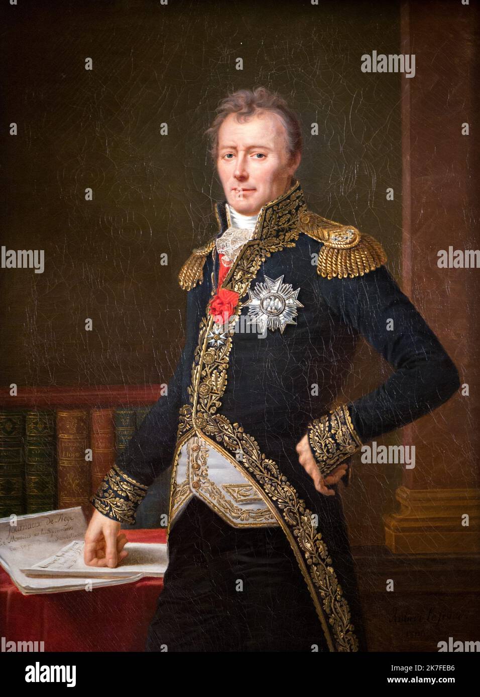 ©Active Museu/MAXPPP - ActiveMuseum 0006634.jpg / le General Jean-Francois-Aimee comte Dejean, Grand tresorier de l'Ordre de la Legion d'Honneur 1812 - / Robert Lefebvre / Peinture Active Museum / le Pictorium Antique Book (vecchio libro) ,Scatto medio-chiuso ,documenti ,interno (casa) ,pizzo ,uomo ,Medaglia ,uniforme militare ,tre quarti profilo ,Tesoriere ,verticale ,Generale Jean-Francois-Aimee ,19th ° secolo ,Robert Lefebvre ,Pittura , Foto Stock