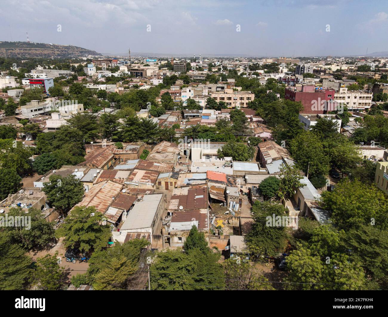 ©Nicolas Remene / le Pictorium/MAXPPP - Vue eyrienne de l'urbanization d'un quartier de Bamako au Mali le 3 novembre 2021. Foto Stock
