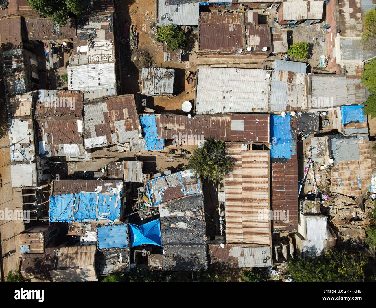 ©Nicolas Remene / le Pictorium/MAXPPP - Vue eyrienne de l'urbanization d'un quartier de Bamako au Mali le 3 novembre 2021. Foto Stock