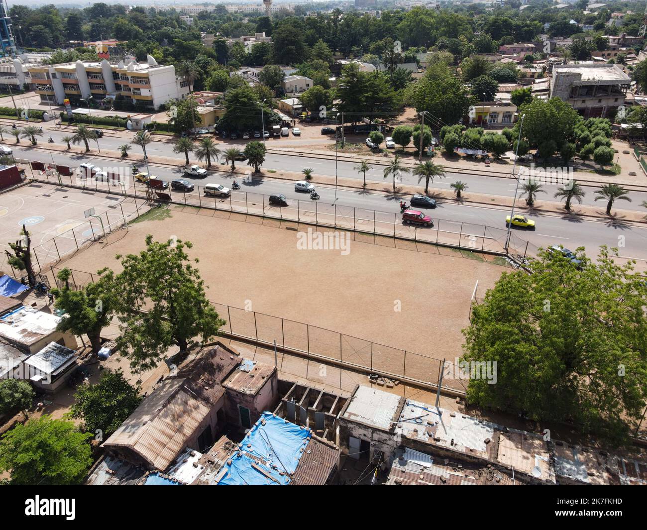 ©Nicolas Remene / le Pictorium/MAXPPP - Vue eyrienne de l'urbanization d'un quartier de Bamako au Mali le 3 novembre 2021. Foto Stock