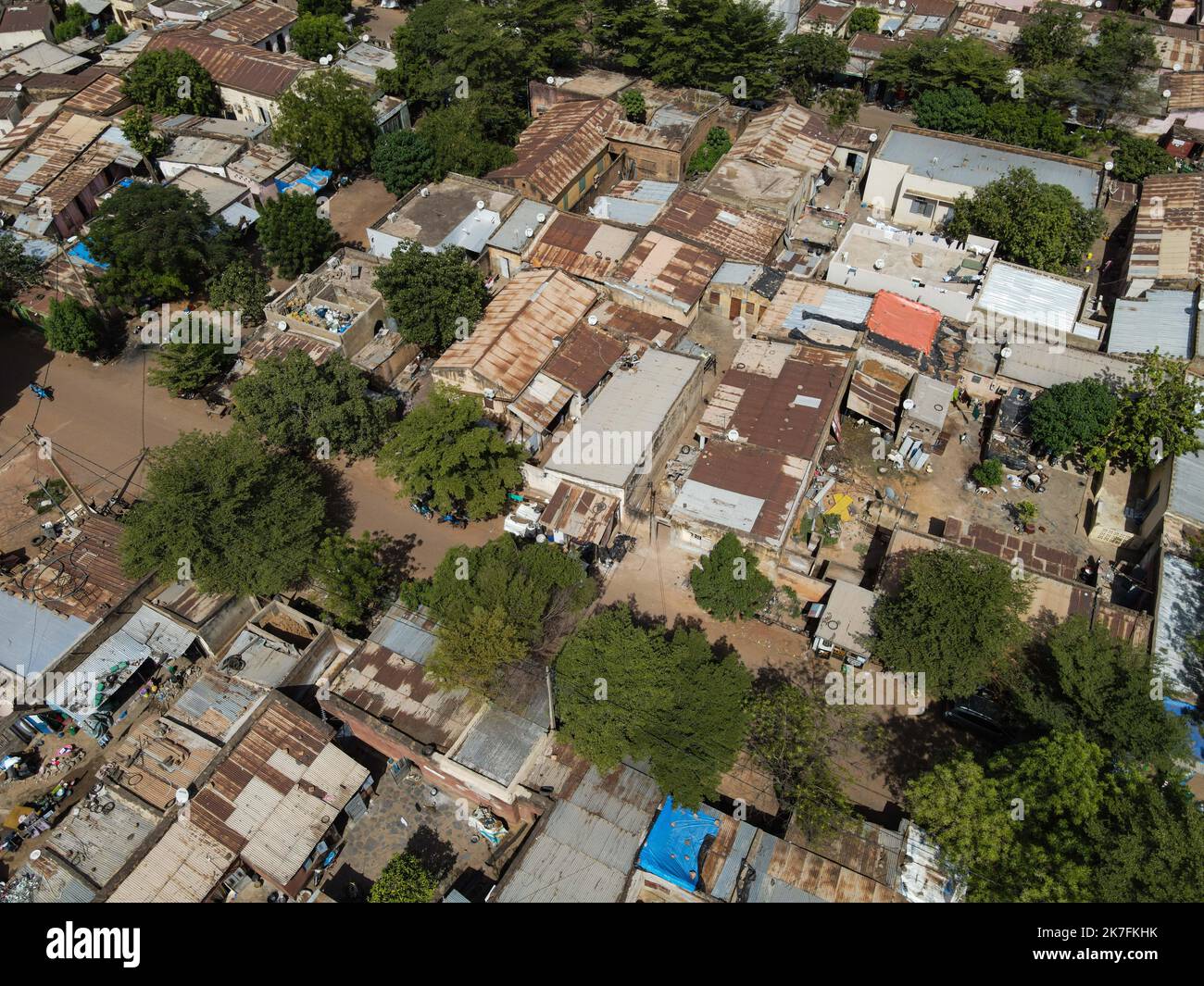 ©Nicolas Remene / le Pictorium/MAXPPP - Vue eyrienne de l'urbanization d'un quartier de Bamako au Mali le 3 novembre 2021. Foto Stock