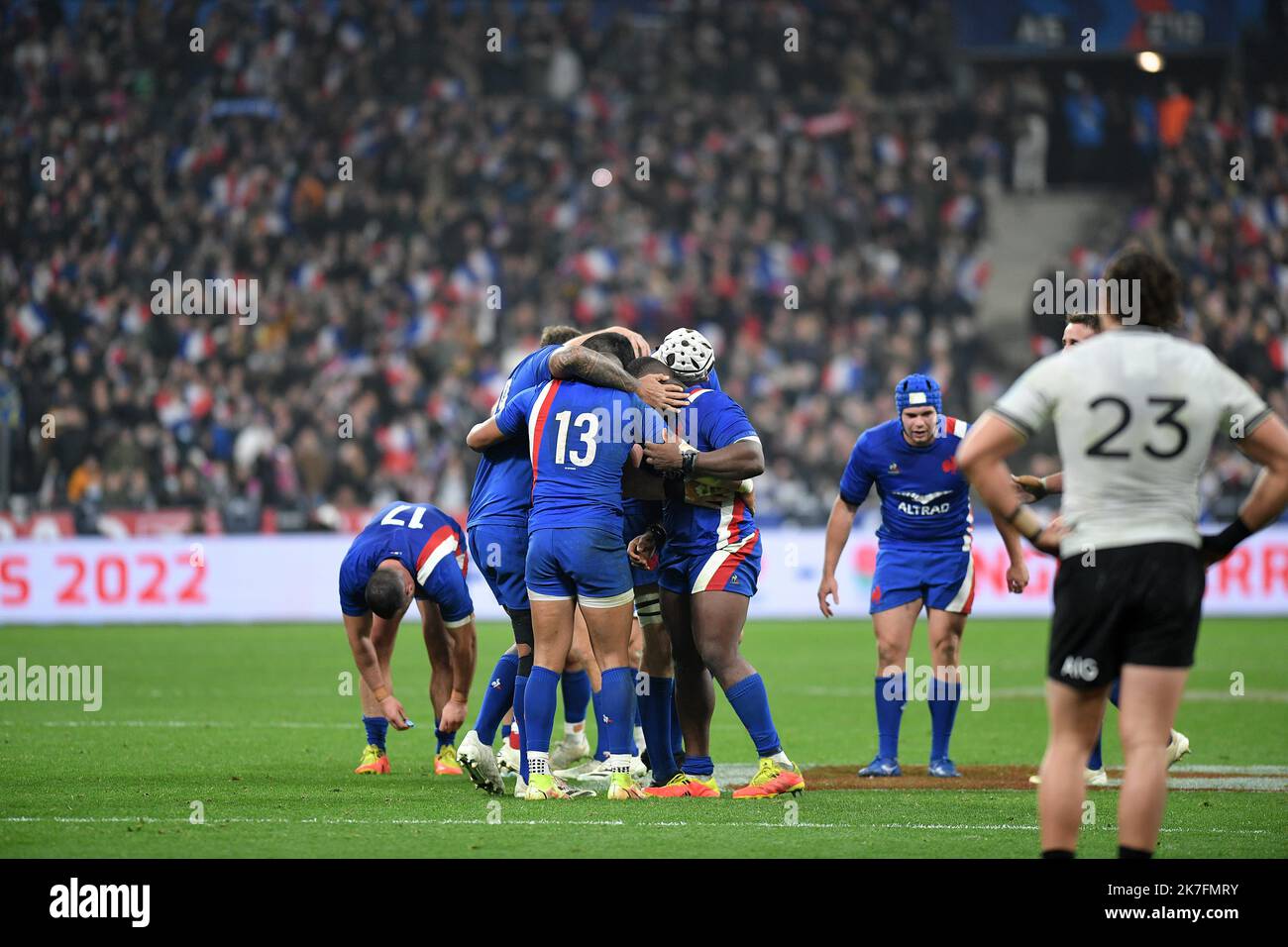 ©PHOTOPQR/VOIX DU NORD/PIERRE ROUANET ; 20/11/2021 ; 20/11/2021. Rugby, tournée d'automne (Autumn Nations Series), France (XV de France) - Nouvelle-Zélande (All Blacks), au Stade de France, Paris Saint-Denis. FOTO PIERRE ROUANET LA VOIX DU NORD 20/11/2021. Rugby, tour autunnale (Autumn Nations Series), Francia (XV de France) - Nuova Zelanda (All Blacks), allo Stade de France, Parigi Saint-Denis. La Francia batte la All Black da 40 a 25 Foto Stock