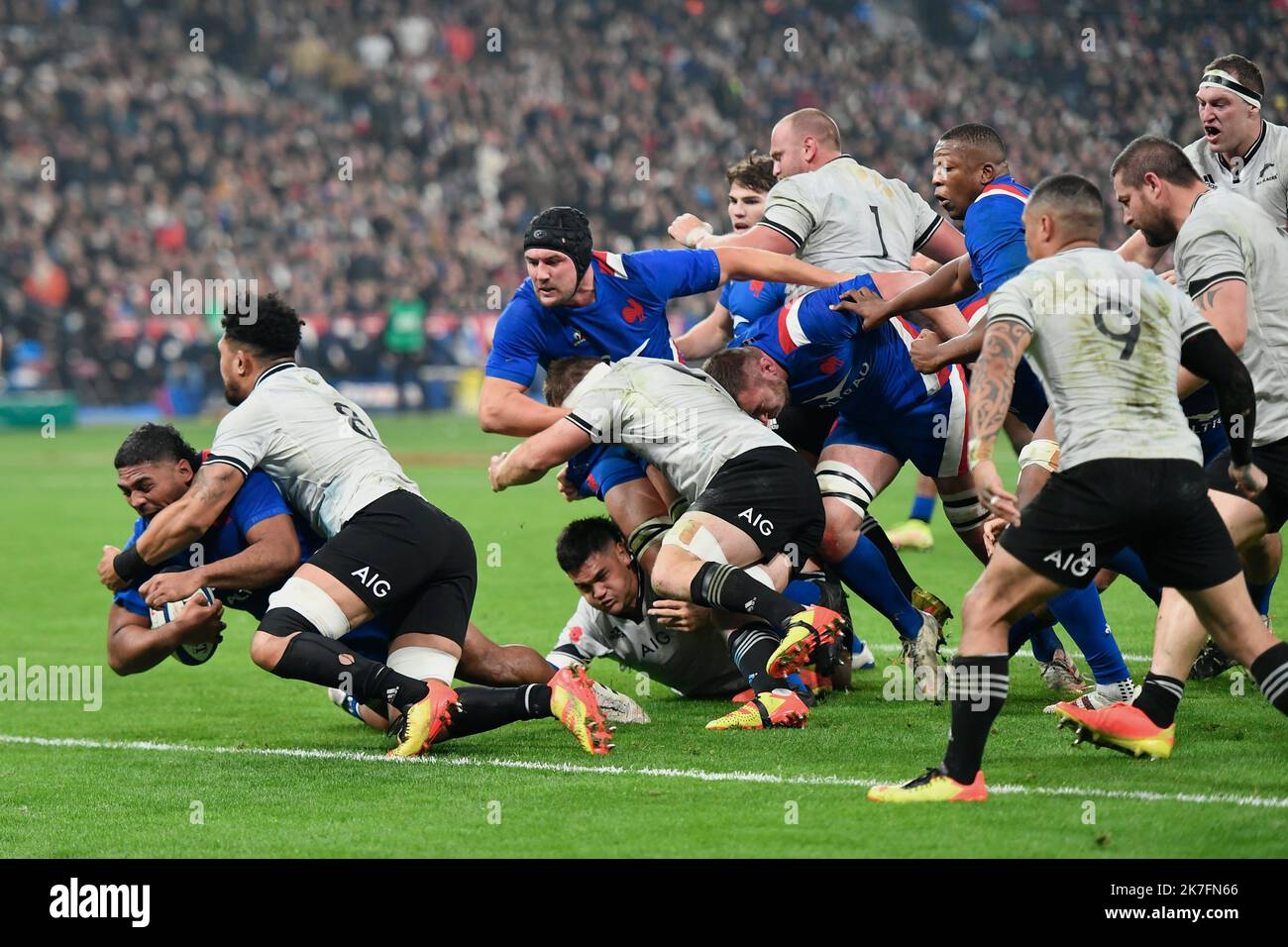 ©Julien Mattia / le Pictorium/MAXPPP - Julien Mattia / le Pictorium - 20/11/2021 - Francia / Seine Saint Denis / Saint Denis - FRANCIA - TUTTI I NERI corrispondono Preparatoire de la Coupe d'Automne des Nations, les bleus du XV de France Affrontent les All Blacks de Nouvelle-Zelande au Stade de France, le 20 novembre 2021. / 20/11/2021 - Francia / Seine Saint Denis / Saint Denis - FRANCIA - TUTTI I NERI incontro preparatorio della Coppa d'autunno delle Nazioni, il XV blu di Francia affronterà gli All Blacks della Nuova Zelanda allo Stade de France, il 20 novembre 2021. Foto Stock