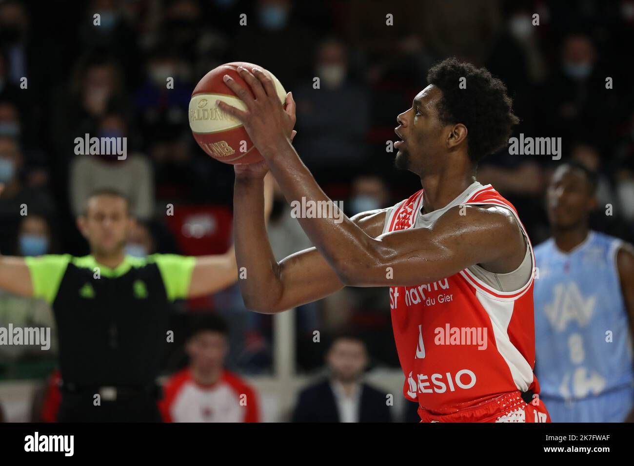 Thierry Larret/Maxppp. Vichy Clermont vs Saint-Chamond. Le 3 dicembre, Salle Pierre Coulon, Vichy (03). Foto Stock