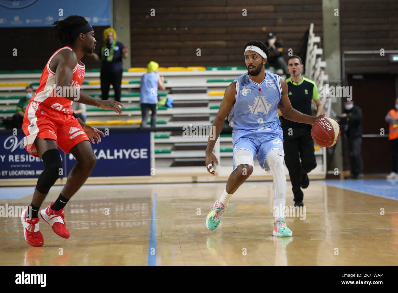 Thierry Larret/Maxppp. Vichy Clermont vs Saint-Chamond. Le 3 dicembre, Salle Pierre Coulon, Vichy (03). VILLE Thomas (JAV) Foto Stock