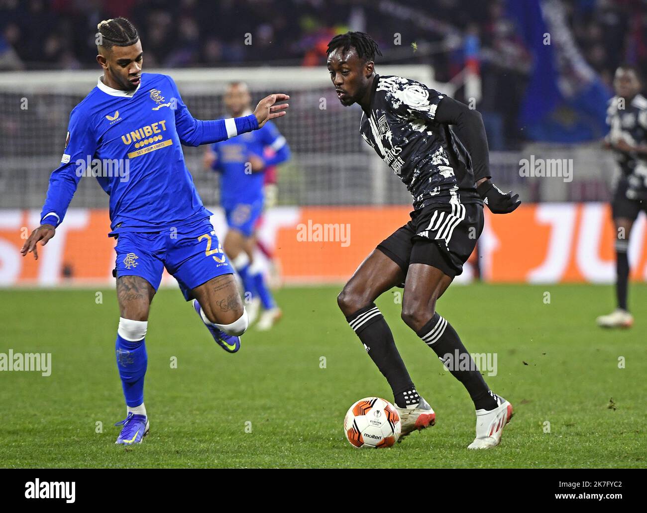 ©PHOTOPQR/LE PROGRES/Stéphane GUIOCHON - Copenaghen 09/12/2021 - Match Europa League Brondy -OL -Au Danemark à Brondby au Brondby Stadion match retour de Phase de poule de l'Europa League Brondby - OL ici Tino Kadewere DEC 9th 2021. Europa League OL-Glasgow Rangers Foto Stock