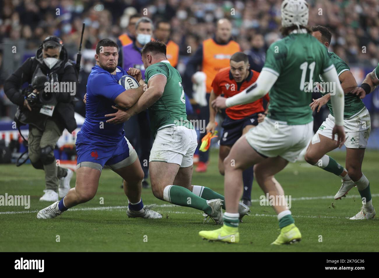 ©Sebastien Muylaert/MAXPPP - Parigi 12/02/2022 Julien Marchand di Francia durante la partita Guinness Six Nations tra Francia e Irlanda allo Stade de France di Parigi, Francia. 12.02.2022 Foto Stock