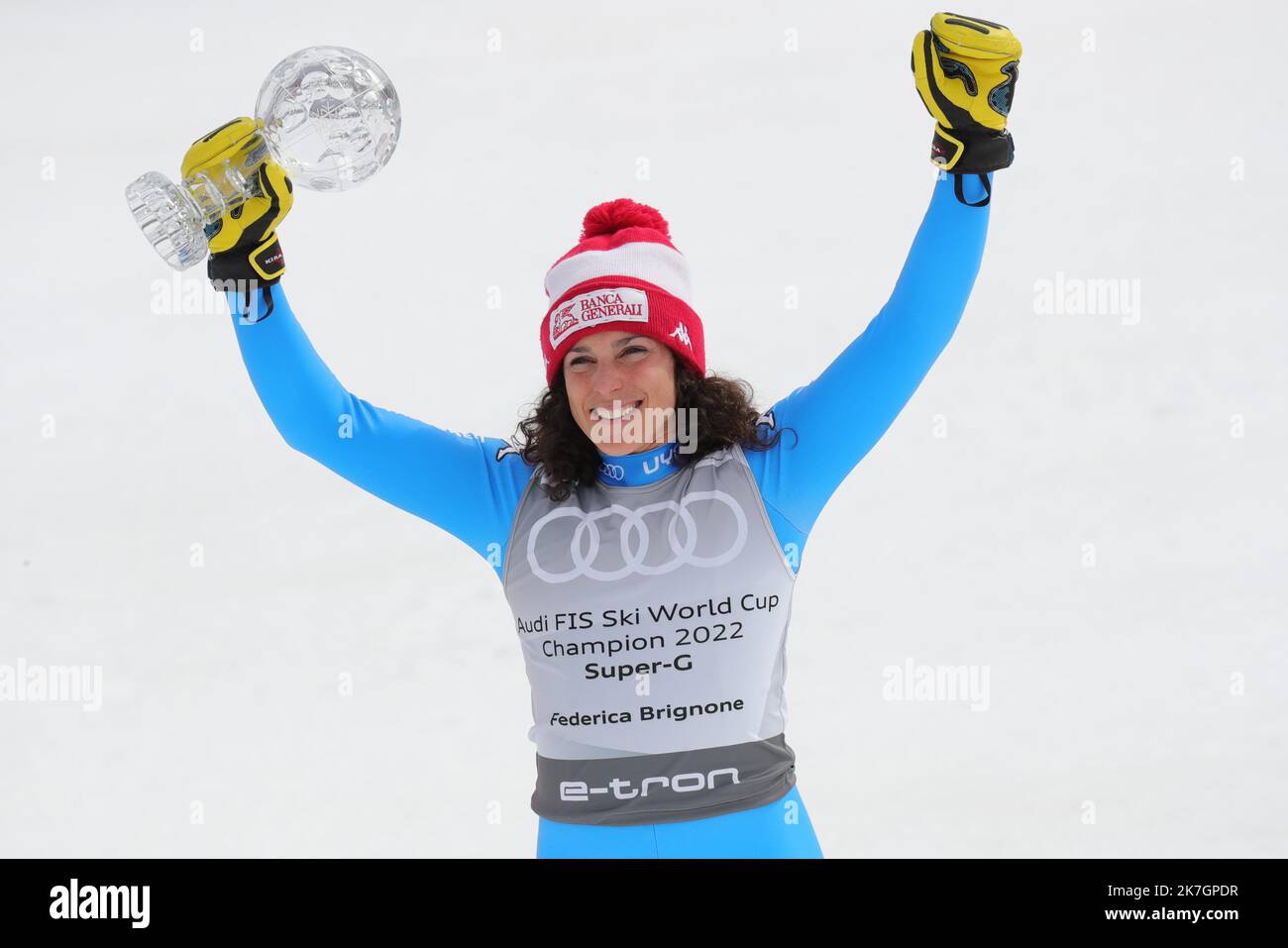 ©Pierre Teyssot/MAXPPP ; Finals FIS Alpine Ski World Cup - Courchevel Meribel - . Courchevel, Francia il 17 marzo 2022. Donna Super-G Federica Brignone (ITA). Â Pierre Teyssot / Maxppp Foto Stock