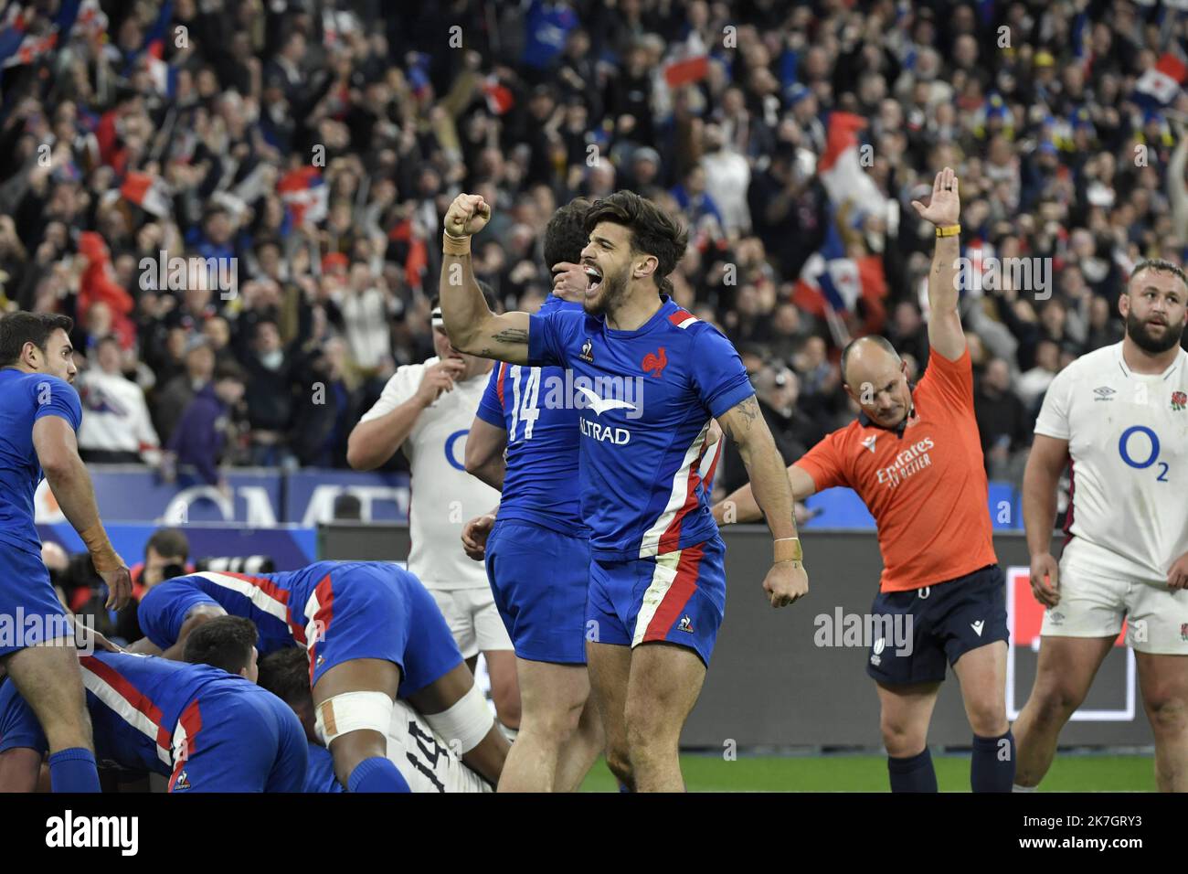 ©PHOTOPQR/LA MONTAGNE/Franck BOILEAU ; ; 19/03/2022 ; rugby france vs angleterre, tournoi des Six Nations, stade de france, paris le 19 Mars 2022, foto franck Boileau - Six Nations 2022: France contro England match France, Paris 19 marzo 2022 Foto Stock