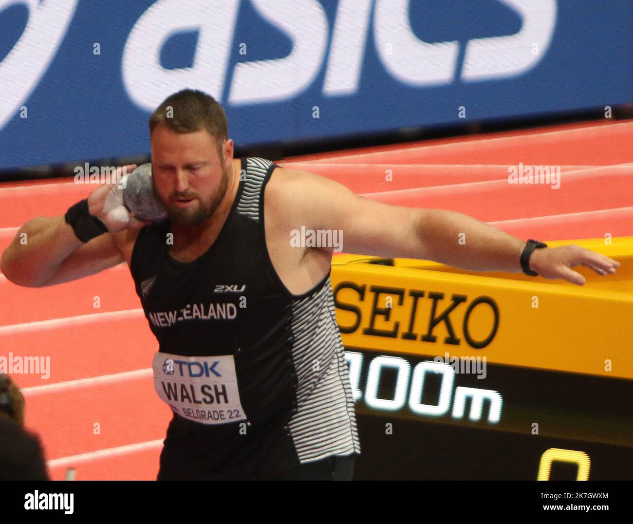 ©Laurent Lairys/MAXPPP - Tomas WALSH of New Zeland finale Shot Put Men durante i Campionati mondiali di atletica indoor 2022 il B19 2022 marzo presso la Stark Arena di Belgrado, Serbia - Foto Laurent Lairys / Foto Stock