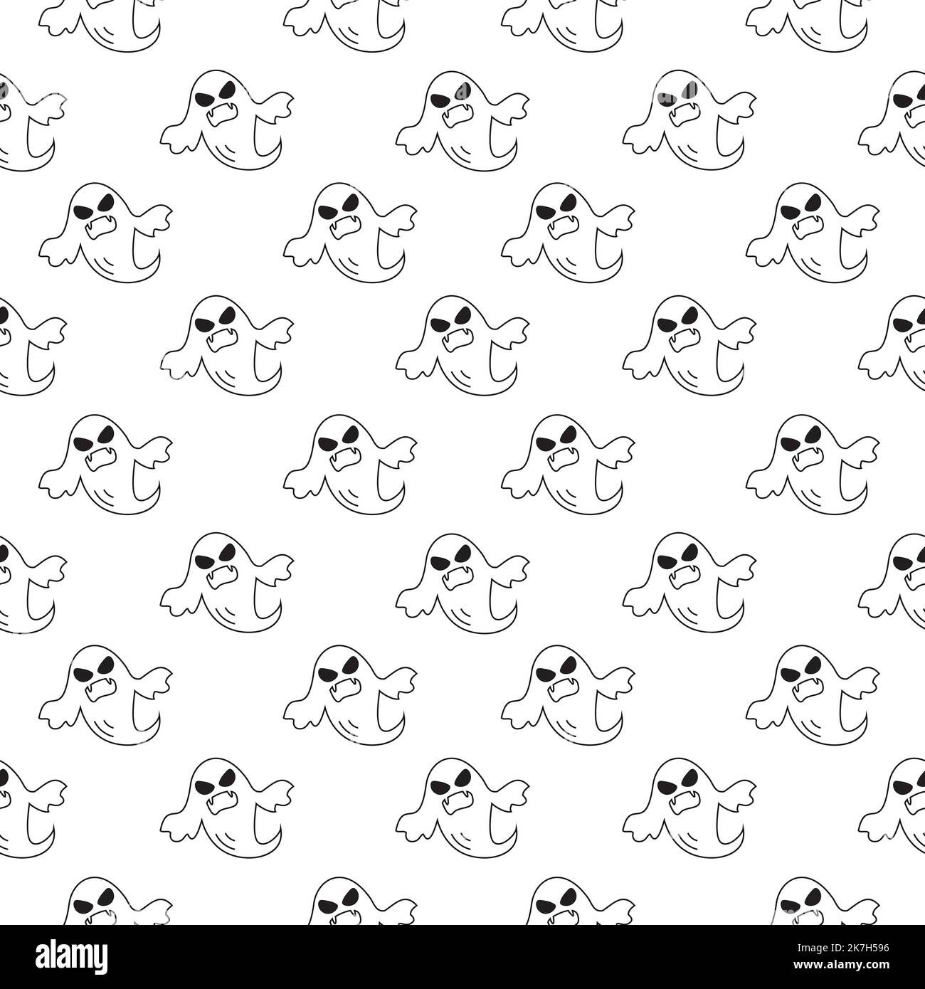 Halloween disegno senza cuciture modello con Witch, Haunted House, Pumpkins o pipistrelli in modello mano disegnato Cartoon Flat Illustrazione Illustrazione Vettoriale