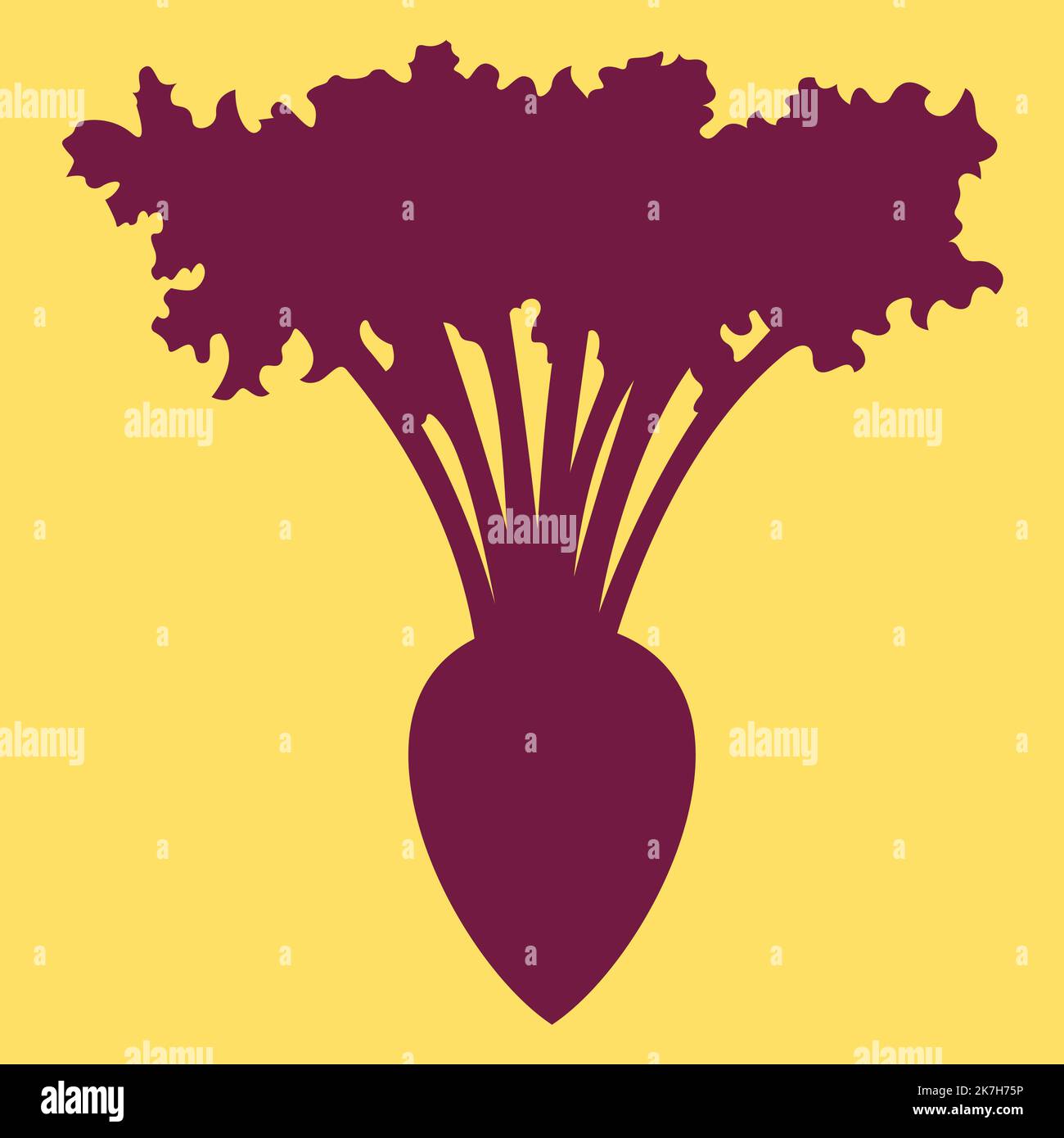 Illustrazione di silhouette di barbabietole o ortaggi di barbabietole da zucchero. Illustrazione vettoriale della coltivazione di barbabietole vegetali con gambi e foglie. Illustrazione Vettoriale