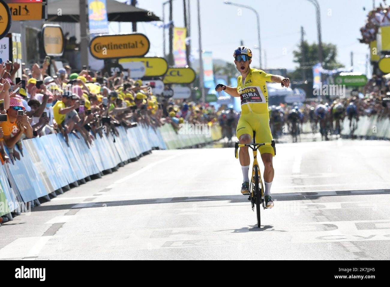 ©PHOTOPQR/VOIX DU NORD/PASCAL BONNIERE ; 05/07/2022 ; DUNKERQUE , le 5 juillet 2022 sport , cyclisme , tour de France , etape Dunkerque - Calais .PHOTO PASCAL BONNIERE / LA VOIX DU NORD Foto Stock