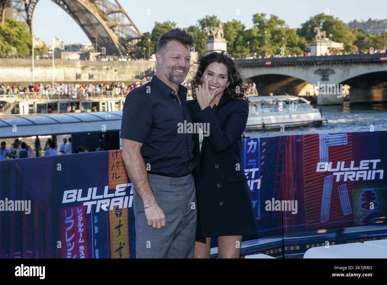 ©Sebastien Muylaert/MAXPPP - Parigi 16/07/2022 David Leitch e Kelly McCormick partecipano alla Photocall 'Bullet Train' al Bateau l'Excellence, Port Debilly a Parigi, Francia. 16.07.2022 Foto Stock