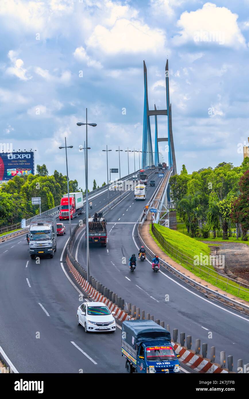Il mio ponte di Thuan, Vinh Long città, Vietnam. Vinh Long Bridge è famoso ponte nel delta del mekong, Vietnam. Foto Stock